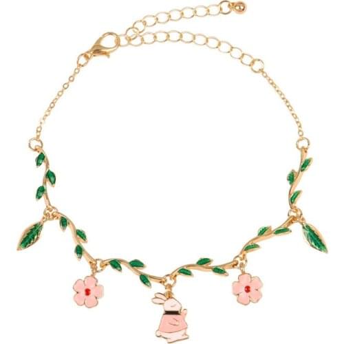 10 pcs/lot fashion jewelry accessories metal leaf flower rabbit charm bracelet