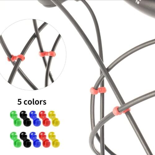 10pcs/bag Bicycle Brake Cable Clips Plastic S Bike Line Buckles Portable 360° Rotatable MTB Wire Clamps Flexible Line Deduction
