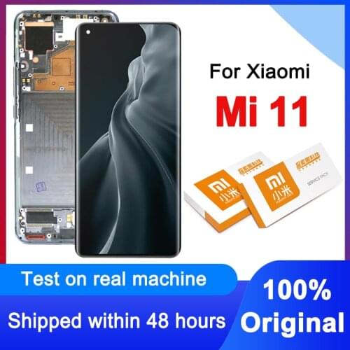 100% Original 6.81" LCD Replacement For Xiaomi Mi 11 AMOLED Display Touch Screen Digitizer Assembly With Corning Gorilla Glass
