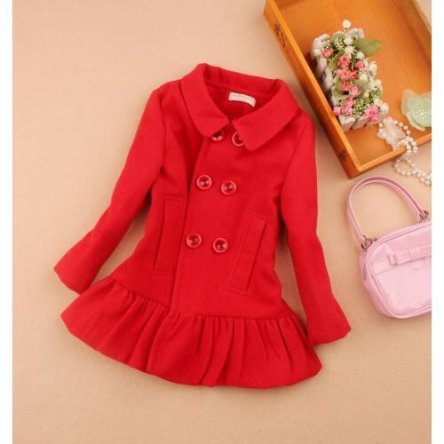 2019 Girls Winter Coats Kids Clothes Children Clothing Girls Wool Coats Blends Cashmere Double-Breasted Coat Girls Clothes 2-16Y