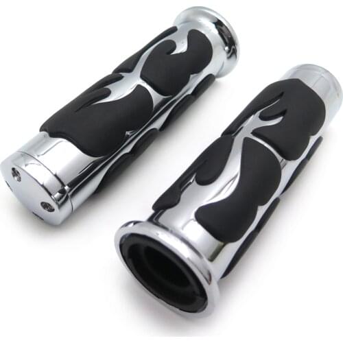 Aftermarket free shipping motorcycle accessories For Motorcycle Aluminum rubber Hand Grips 1" Handlebar Motorcycle Custom Flame