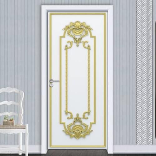 3D DIY Self-adhesive Door Stickers European Style Living Room Bedroom Door Mural Home Decor PVC Waterproof Vinyl Wallpaper Roll