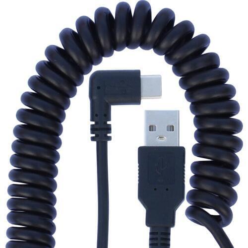 40CM USB 2.0 Male to Type-C Male 90 Degree Angle Retractable Data Charging Cable