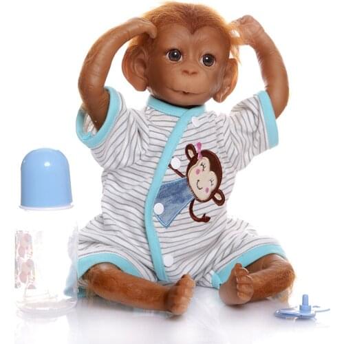 46CM Handmade Detailed Paint Reborn Baby Monkey Newborn Baby Collectible Art silicone doll Apes child gift toys