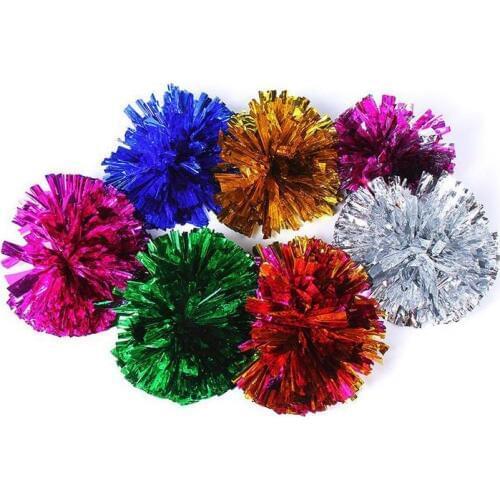 50pcs Pom Poms Cheerleading 50g Cheering Pompom Metallic Handle Flower Ball Show Party Festival Decoration ZA4900
