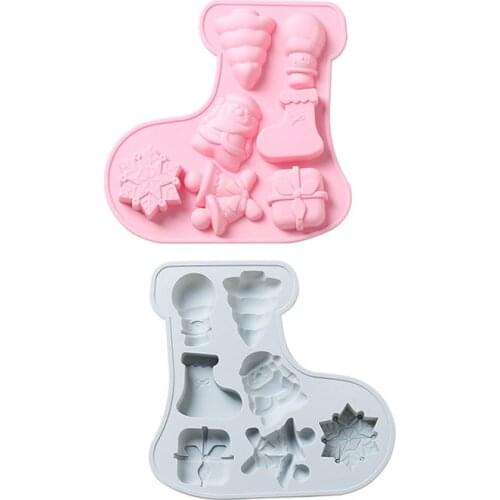 7 Cells Christmas Boots Snowman Santa Claus Style Baking Moulds For DIY Pastry Biscuit Cake Mould Tools Silicone Molds