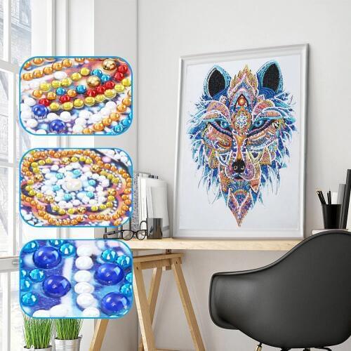 5D Special Shaped Diamond Painting Wolves DIY Rhinestone Needlework Diamond Embroidery Cross Stitch Kit Art Picture Crafts Gifts