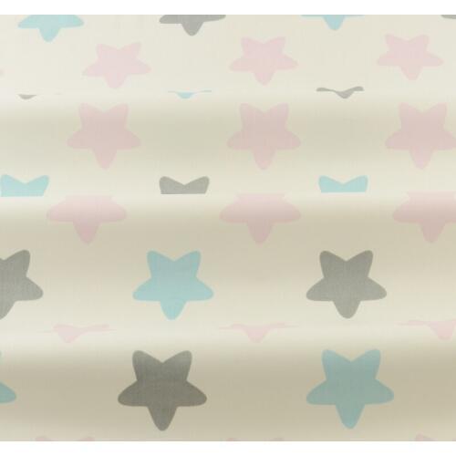White Home Textile Colored Stars Designs Twill Sewing Scrapbooking Crafts Bedding Cloth 100% Cotton Fabric Quilting Patchwork