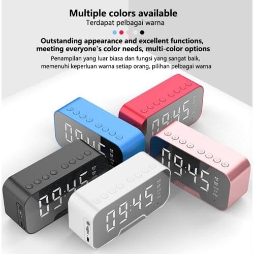 2021 Ndw Speaker Wireless with FM Radio LED Mirror Alarm Clock Subwoofer Music Player Desktop Clock