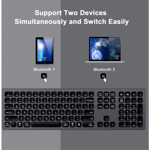 BT Keyboard Multi-Device Rechargeable Bluetooth Keyboard Aluminum Wireless Type-C Rechargeable Keyboard