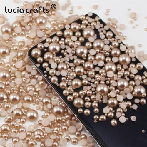 Lucia crafts 288/576/1000pcs ABS Imitation Pearls Mixed Size 2-10mm Half Round Flatback Pearls Resin Beads F0509