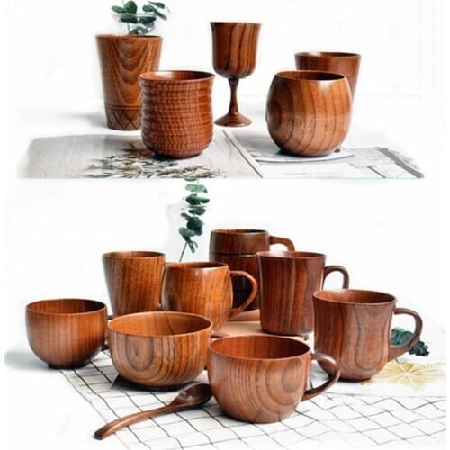 20 Styles Jujube Wood Cup Handmade Wooden Coffee Beer Mugs Breakfast Beer Milk Drinkware Tea Cup Home Decoration