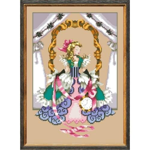 Girl Alice cross stitch kit aida fabric 18ct 14ct 11ct flaxen linen cotton silk thread beads embroidery craft set