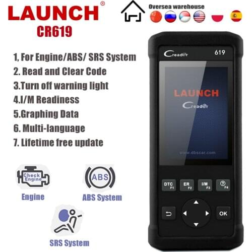 Launch CR619 OBD2 Scanner Engine ABS SRS Automotive Scanner Live Data Launch Creader Car Diagnostic Tool ODB2 OBD 2 Diagnosis