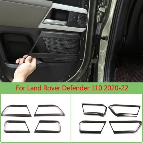 For Land Rover Defender 110 2020-21 ABS Carbon fiber/Oak Wood Grain Car Inner Door Handle Frame Decoration Sticker Auto parts