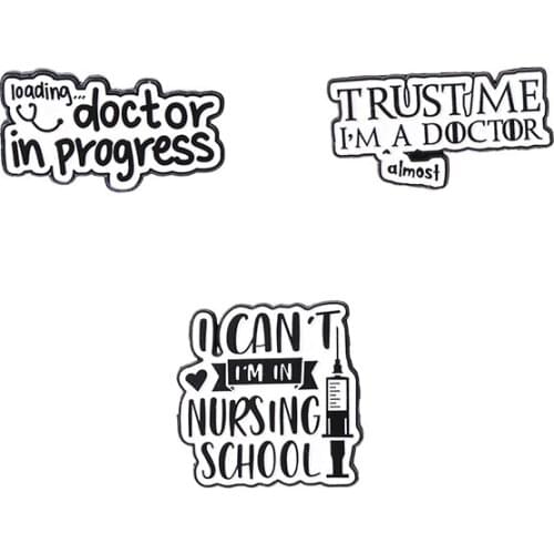 Black Letter Enamel Brooch Gothic Black Button Badge Denim Clothes Pin Matching Accessories For Friends