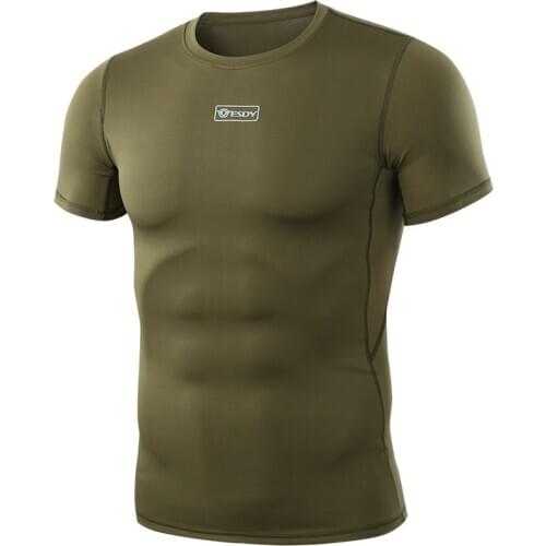 Summer Solid Army T-shirts Camouflage Workout Tactical Combat Shirt Men Breathable Quick Dry Cycling Hunting Tops Tees