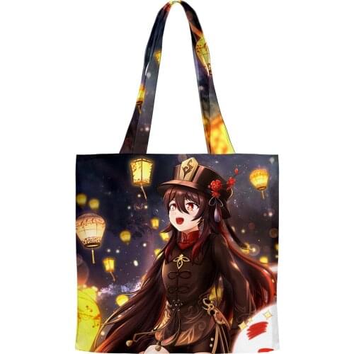 Genshin Impact 3D Print Shopping Bags Reusable Shoulder Shopper Bags Casual Pacakge