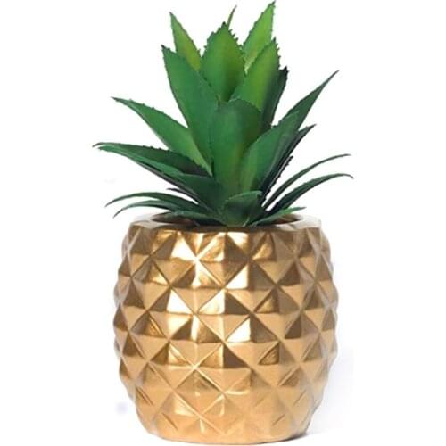 Artificial Potted Succulent Plants Set, Faux Succulents in Pots Home Decor (Gold)