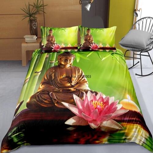 Modern Buddha and Lotus 3D Digital Print Bedding Set Creative Art Single Queen Mother Size Home Textile 2/3 Piece Set