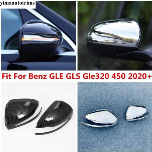 ABS Chrome / Carbon Fiber Exterior Rearview Mirror Caps Cover Trim Accessories For Mercedes-Benz GLE GLS Gle320 450 2020 2021