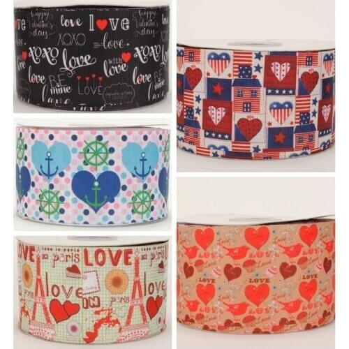 Ribbons Valentines Day 50 yards 3" 75mm sweet loving heart printed for holiday decoration accessory