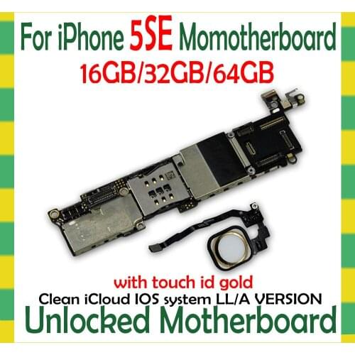 For iPhone SE Motherboard With without Touch ID Unlocked Mainboard Logic Board Remove Mother Boards 16/32/64gb