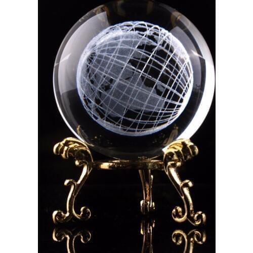 60mm Diameter 3D Earth Miniature Model Laser Engraved Crystal Ball Glass Globe Crystal Craft Ornament Home Decor Sphere Gifts