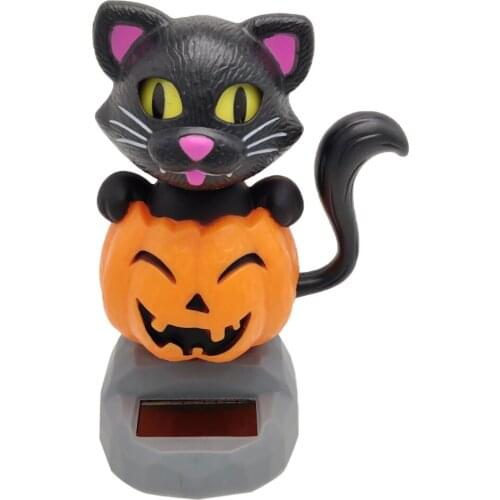 Cartoon Solar Powered Dancing Pumpkin Cat Swing Figure Model Toy Dashboard Car Desk Decoration