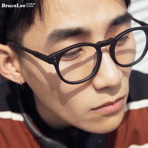 2020New Acetate Glasses Frame Men Vintage Round Prescription Eyeglasses Women Retro Gray Myopia Optical Nerd Spectacles Eyewear