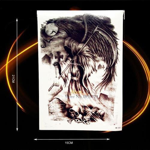 Death Men Designs Temporary Tattoo Black Wings Evil Cross Spray Tattoo Stickers HHB222 Men Body Art Armband Shoulder Arm Sleeve