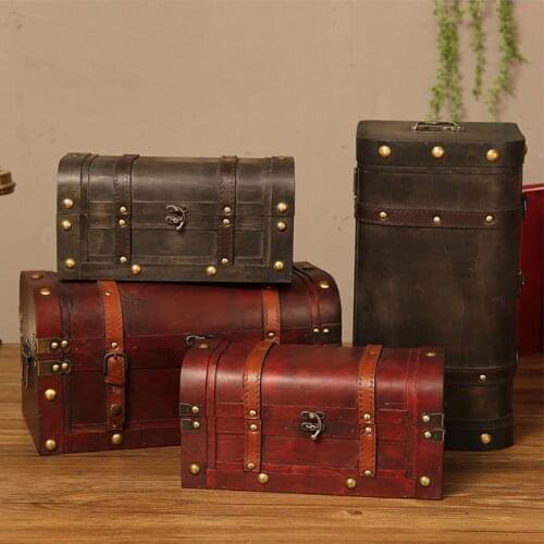 Nostalgic Antique Classic Wooden Box With Lock Storage Suitcase Home Decoration Accessories Nostalgic Box Organizer Ornament