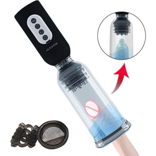 New Penis Enlargement Pump Vibrator Male Masturbator Cup Sex Machine Air Vacuum Pump Penis Ring Sex Toys For Men Dick Trainer