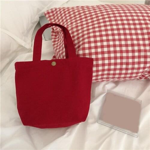 New Lunch Bag Canvas Lunch Box Picnic Tote Cotton Cloth Small Handbag Pouch Dinner Container Food Storage Bags For Office Lady