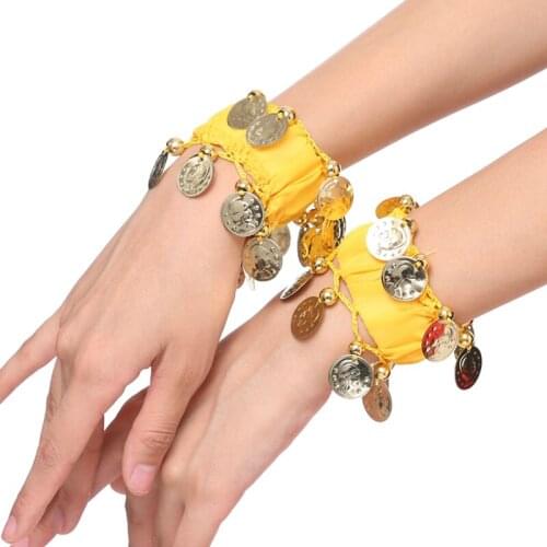 P01 Yellow Black Red Blue Belly Dance Accessories 2pcs Indian Belly Dance Bracelet woman Girls Belly Dance Bracelet