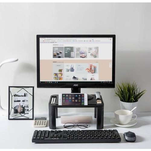 1PC Adjustable Home Office Desktop Monitor Stand Self Assembly LCD TV Laptop Rack Computer Screen Riser Shelf