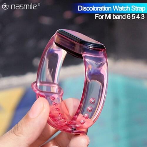 Discoloration Silicone Watch strap For Xiaomi MiBand 3 4 5 6 Transparent Color changing by light Replacement Wristband watchband