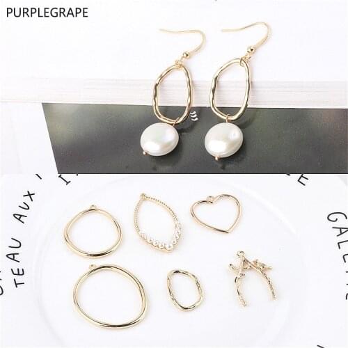 Alloy geometry DIY earrings jewelry accessories material pendant irregular round oval branch shape 10 pieces