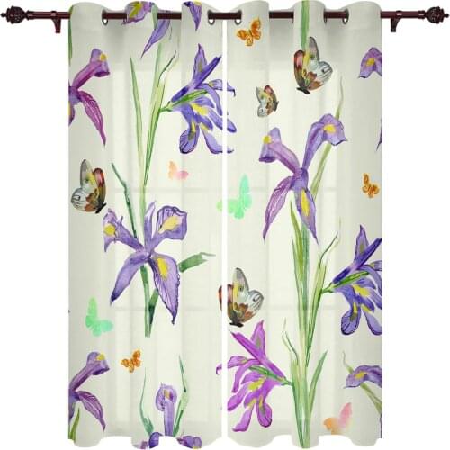 Modern Curtains Violet Butterfly Watercolor Baby Room Bedroom Creative Curtains Kitchen Living Room Terrace Valance Curtains