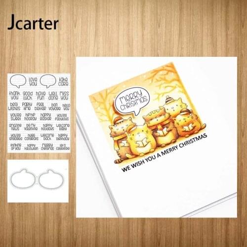 Thank Love you Letters Dialog Box Metal Cutting Dies and Clear Stamps Craft Stencil Scrapbook Album Paper Make Template Decor