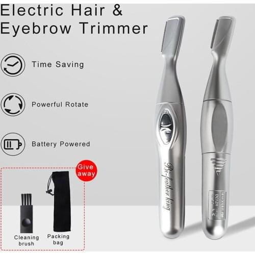 Electric Eyebrow Trimmer Battery-Operated Portable Facial Hair Remover for Women and Men DL