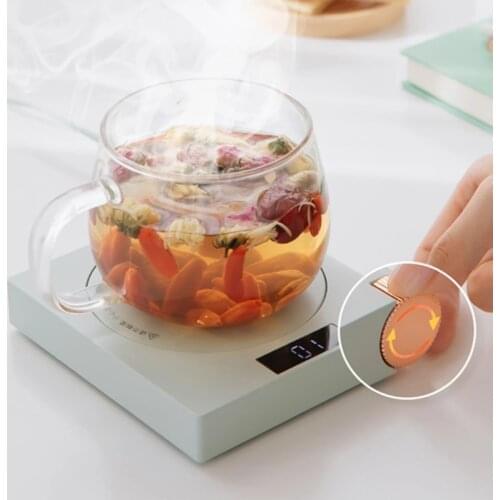 55℃ Cup Heater Warmer Smart Thermostatic Cup Warmer Milk Tea Water Heating Pad 5 Gear Adjustable USB Mug Heater for Home Office