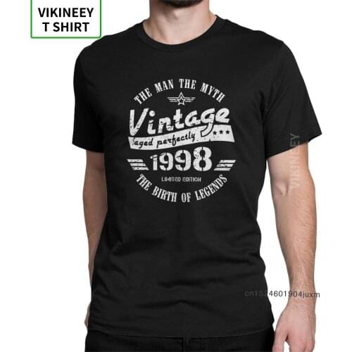 Vintage 1998 21st Birthday T-Shirts Gift For Men Vintage Anniversary T Shirt for Men Short Sleeve Clothes Tees Cotton Fabric