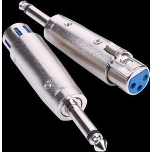 High Quality 1pcs Silver-colored 3 Pin XLR Female To 1/4" 6.35mm Male Mono Jack Lead Adapter