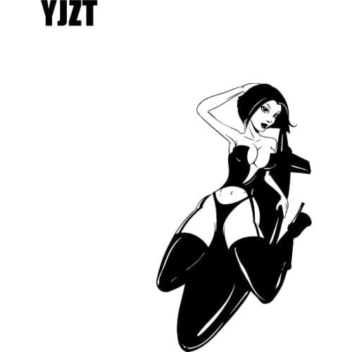 YJZT 8.5*14.5CM Missile Sexy Girl Fashion Black/Silver Car Sticker Good Design Covering The Body Vinyl Decals C20-0240