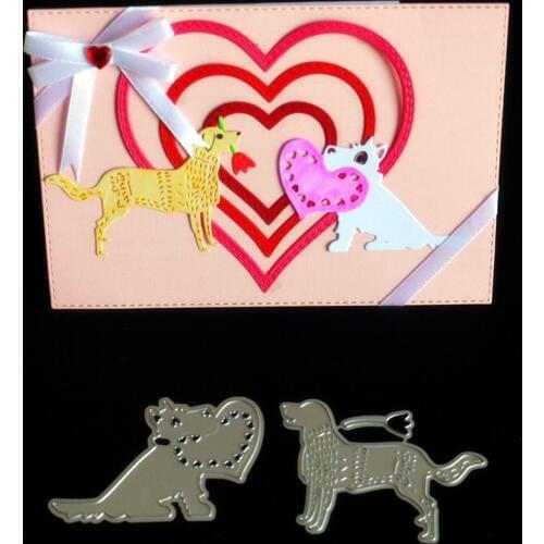YLCD1252 Lover Dog Metal Cutting Dies For Scrapbooking Stencils DIY Album Cards Decoration Embossing Folder Craft Die Cuts Tools