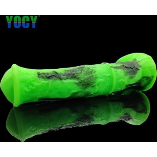 YOCY Giant Animal Dildo Thick 6.4cm Silicon Toy Women Masturbation Butt Plug Ass Dildos Texture Black Green Art Sex Toy For Men