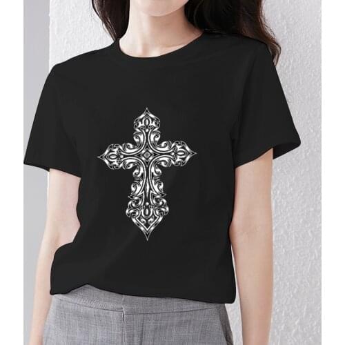 Women T-shirts Summer Black All-match Print Tee New Skull Printed Pattern Series Female Tops O-neck Casual Short Sleeve Clothes