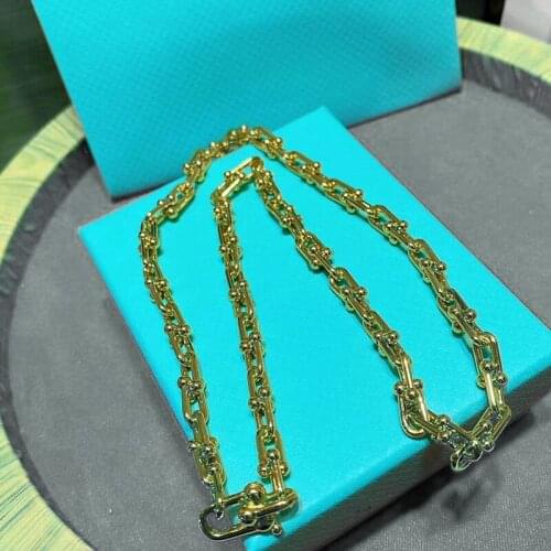 Womens Necklace 925 Sterling Silver U-Shaped Chain Small Luxury Brand Neck Jewelry Womens Gift 3 Colors