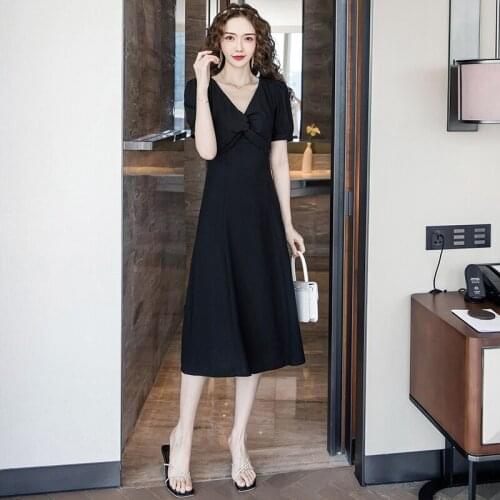 Casual Boho Party banquet Dresses Womens V-Neck Fashion Summer Dress Short Sleeve Loose Midi Dress